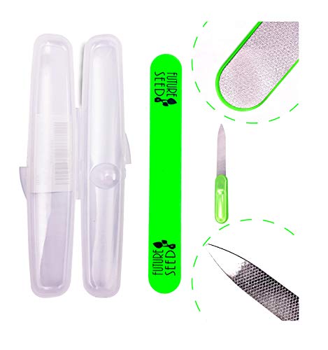 FUTURESEED Diamond Nail File Crafted From Polished Steel Durable & Lasts Longer & Washable 5.8 inch, at Home or Travel Pedicure Manicure Kit for Natural & Acrylic Nails