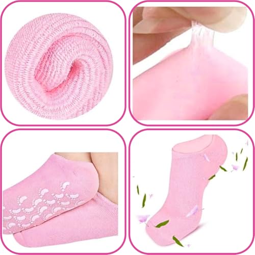 Image of Zuvexa Moisturizing Spa Gel Socks for Cracked Heels & Dry Feet - Hydrating, Softening, Repair Socks for Women & Men - Reusable, Washable, Non-Slip Cotton with Enriched Gel Lining (Pack of 1, 1, count)