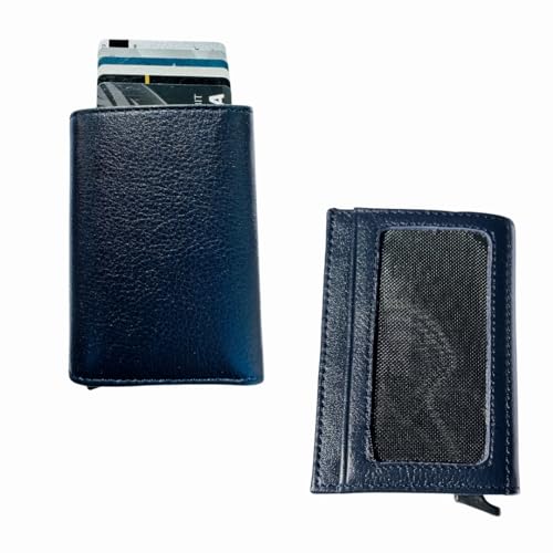 Jaysa Pop up Card Holder Leather,Card Holder, Minimalist Leather Wallet, Card Wallet with Money Pocket (Dark Blue)