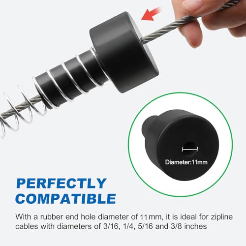 Image of Zipline Spring Brake, 13.1ft Extra Long Heavy Duty Stainless Steel Zipline Brake Stopper, Zip Line Kit for Backyard Spring for 3 /16 1 /4 5 /16 3 /8 inch Cable