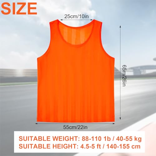 Set of 12 Orange Scrimmage Vests, Team Practice Soccer Pinnies for Child Youth Adult, Lightweight Basketball Sports Jersey - Image 3