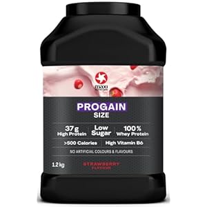 MaxiNutrition Progain – Strawberry – Whey Protein Powder Sports Supplement Shake for Size & Mass – 1.2kg – 10 Servings