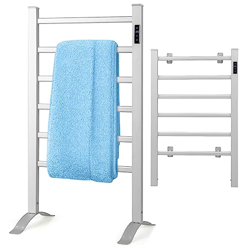 COSTWAY Sèche-Serviettes Électrique 30-60°C avec 6 Barres en Aluminium Autoportant,...