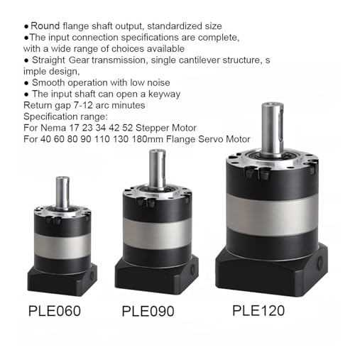 Planetary Gearbox Motor Reducer for Nema 17 23 34 Stepper Motor Reducer for 40 60 80 90 110 130 180mm Flange servo Motor Speed Ratio 30 to 1(PLE160 42mm Input)