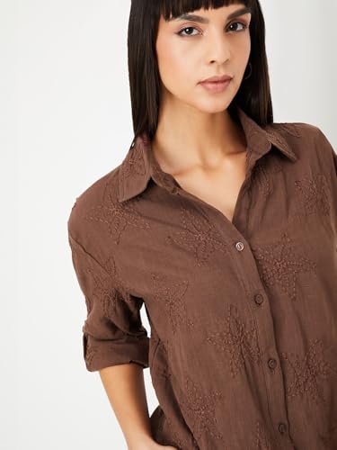 Image of Max Plus Size Women Embroidered Oversized Cotton Shirt