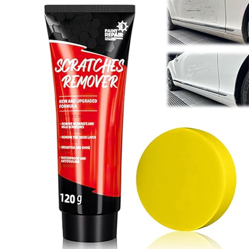 lomdung Removedor de Rayones para Vehículos con Esponja, Pasta Reparadora de Rayones para Automóviles, Pasta para Pulir el Cuerpo, Borra Rayones Profundos del Automóvil, para Todo Tipo Vehículo, 120ML