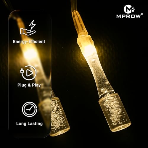 Image of MPROW Water Drop LED String Lights, 14 Warm White Fairy Lights, Plug-in Decorative Lights for Indoor Outdoor (Crystal Bottle Warm White, 3m, 14)