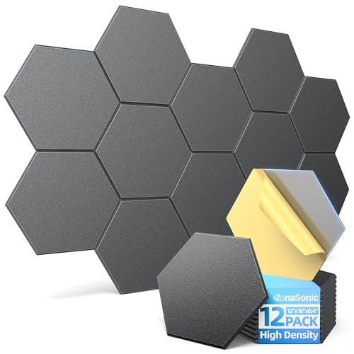 BUBOS 12-Pack Acoustic Panels With Self-Adhesive, 12" x 12" x 0.4" Sound Proof
