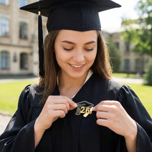 Image of Landical 6 Pcs 2026 Graduation Enamel Lapel Pins Bulk Class of 2026 Graduation Gifts Cap Souvenir Emblem Badges Diploma Design for High College Teacher School Student Accessories
