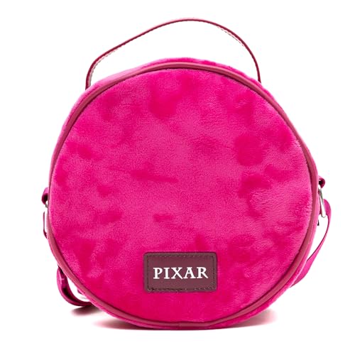 Disney Vegan Leather Round Crossbody Bag with Adjustable Straps, Pixar, Toy Story Lotso Face Character Close Up Furry, Dark Pink4