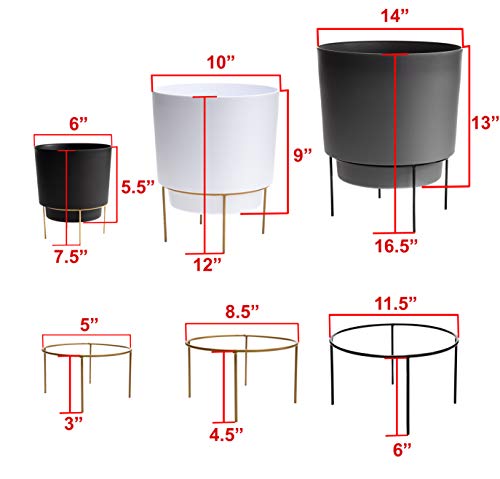 Bloem Hopson Planter W/Metal Gold Stand (Hop0683-M), Pebble Stone, 6", 6 #TOP4