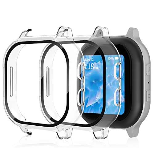 Polyjoy 2 Pack Protective Case Compatible for Gabb Watch Screen Protector Hard PC Bumper Cover Built-in Tempered Glass Screen Protector for Gabb Kids Watch Accessories - Clear*2