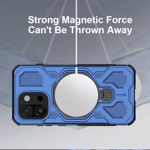 Image of KARWAN️ Tough Armor Back Case Cover for OnePlus+ 13T with 360 Degree Rotation Magnetic Attraction Ring Holder Defender Heavy Duty Rugged Cover with Mag-Safe Wireless Charging -(Blue)