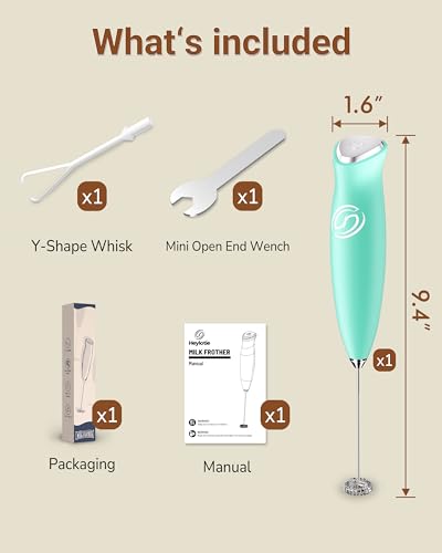 Image of Milk Frother Handheld Frother Wand Drink Mixer Handheld Coffee Stirrers Electric Frother for Coffee Mixer Wand with 2 Whisk frother for protein powder coffee frother handheld-Aqua