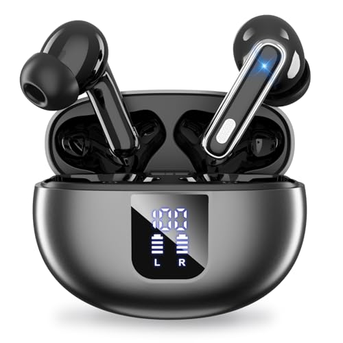 Image of EUQQ Wireless Earbuds with ENC Noise Cancelling, Bluetooth 6.1 Earbuds with AI Chip, 36H Playtime, LED Display, Deep Bass Stereo Sound, IPX7 Waterproof, USB-C Fast Charging for iPhone Android