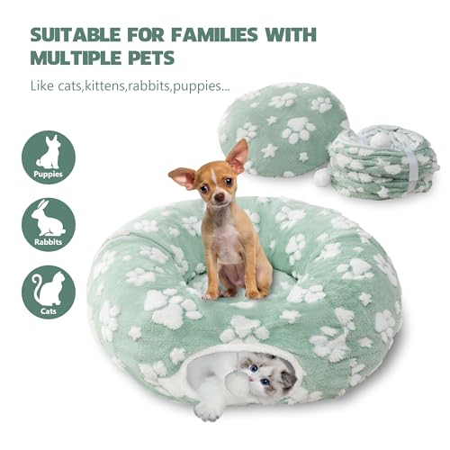 Image of Cute Round Cat Tunnel for Indoor Cats, Green