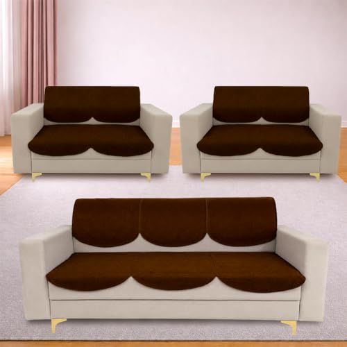 Image of Homerz Premium 'Surya Series' Sofa Cover | Stylish Sofa Protector | Net Fabric | Anti-Stain & Washable Slip Cover Exact Size Antislip (New Jerry Brown, 7 (3+2+2) Seater, Seat Cover with Backrest)