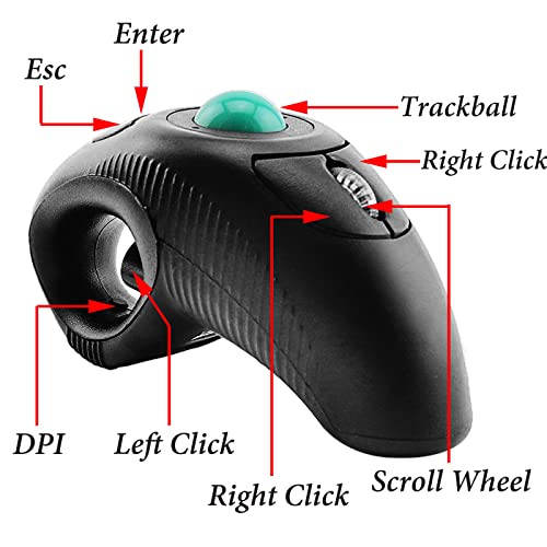 Eigiis 2.4G Ergonomic Trackball Handheld Finger Usb Mouse Wireless Optical Travel Dpi Mice For Pc Laptop Mac Left And Right Handed #TOP4