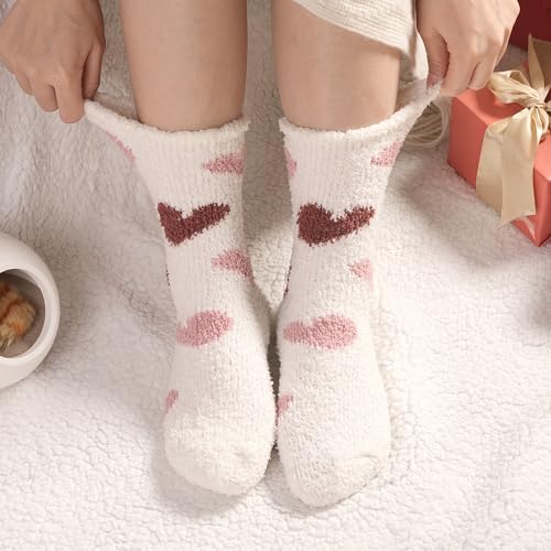 Image of Toes Home Fuzzy Socks for Women, 6 Pairs Cozy Winter Fluffy Slipper Socks | Ultra Soft Thick Warm Fabric, Comfortable Indoor Home Socks, Fluffy Holiday Gifts for Ladies, Ideal for Lounging or Sleeping