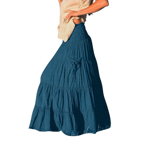 Jupe longue pour femme minimaliste couleur unie plissée et évasée haut de gamme