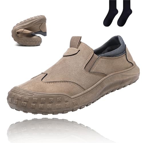 SYNTHESIS Men's Slip on Orthopedic Non Slip Walking Loafers,2024 Comfort Breathable Arch Support Outdoor Hiking Sneakers,Casual Soft Waterproof No Lace Flats Driving Work Shoes