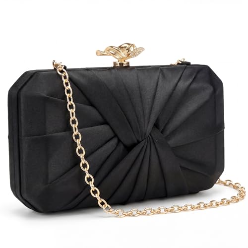 Image of CHUNLI Satin Clutch Bag, Elegant Clutch Purse for Women, Gold Evening Bags
