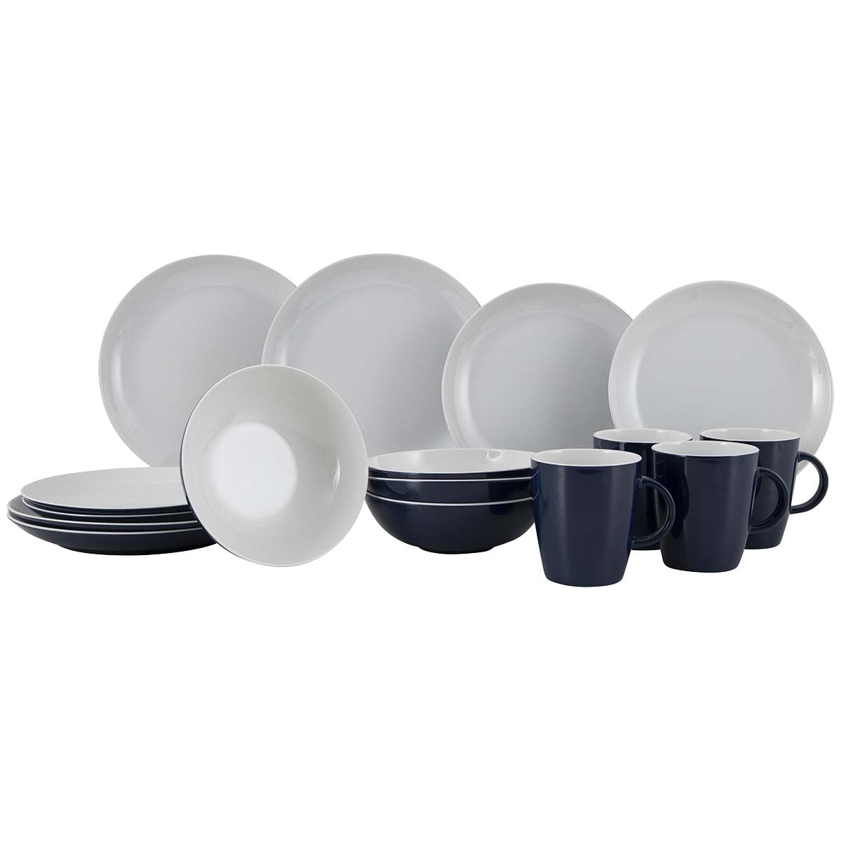 Gimex - Solid Line - Vajilla - Azul y Blanco - 16 Piezas