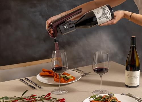 Image of Coravin Timeless Six Plus Wine Preservation System - By-the-Glass Wine Saver - With 3 Pure Argon Gas Capsules, 6 Screw Caps & Wine Aerator - Limited Edition Hermitage Red