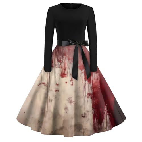 uxxnjfg Halloween Kleid Damen Gruselig Sexy - Halloween Kostüm Damen Horror Elegante Vampir Kostüm Korsett V-Ausschnitt Hexe Vampirkleider Feenkleid...