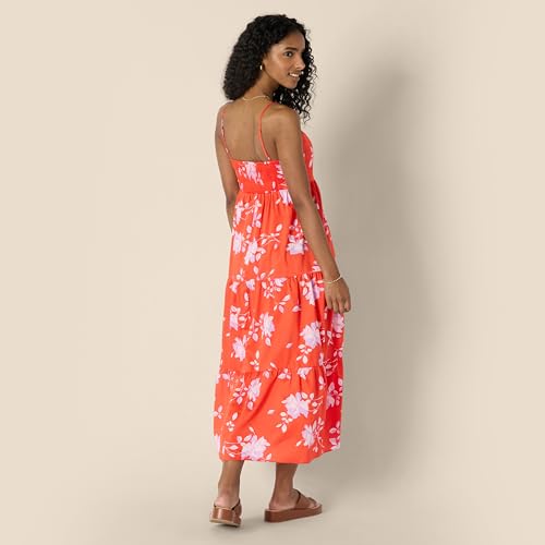 Image of Amazon Essentials Women's Fit and Flare Empire Waist Sweetheart Neck Cotton Sateen Tiered Maxi Dress