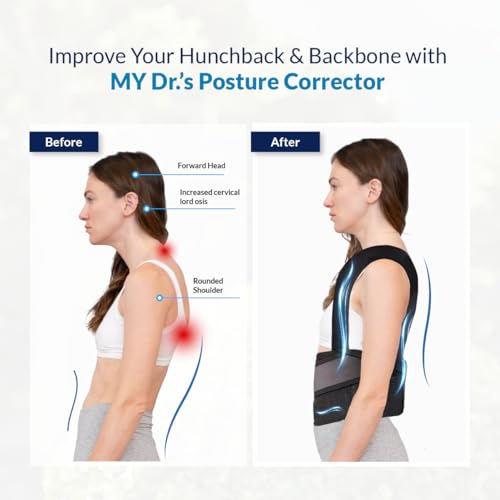 Image of MY Dr. X-Cross Posture Corrector Belt for Men & Women | Adjustable Back & Shoulder Support Brace for Spine Alignment, Hunchback Correction & Upper Back Pain Relief | Breathable Neoprene, Sweat-Free & Skin-Friendly | Ideal for Office, Driving, Gym & Daily Use | Waist Size (Universal)
