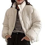 [link bleu] リンクブルー ブルゾン コート 中綿 ジャケット クロップド ショート 丈 秋 冬 あったか レディース (M, ホワイト)