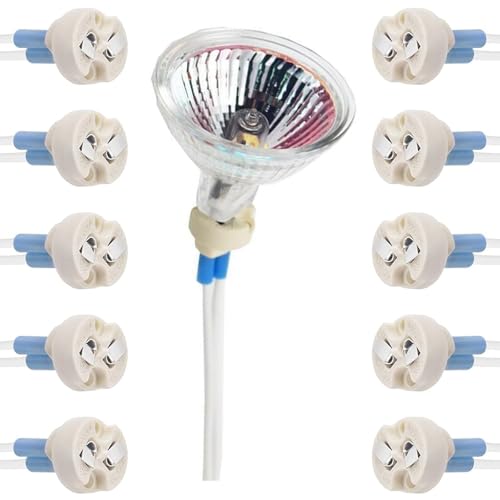 LED MR16 GU5.3 Enchufe, MR16 Casquillo Portalámparas de Cerámica, 10 Piezas Conector Base de Cerámica, Portalámpara de Casquillo, Bombilla de lámpara Halógena Conector, Para G4, G6.35, Gz4 Mr11