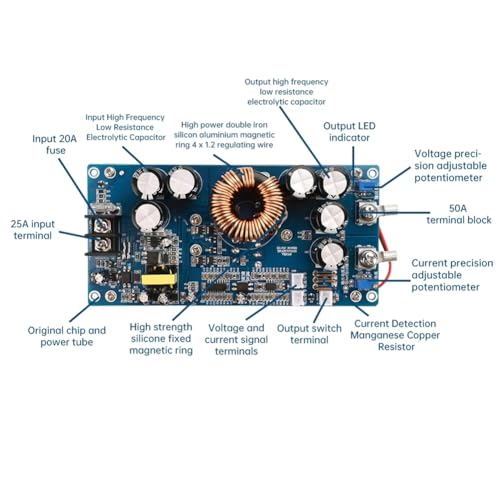 Convertidor reductor DC a DC ajustable de 20V-70V a 2.5V-58V para baterías 3