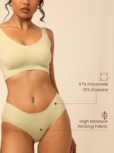 Image of Krvvy Breeze Hipster Underwear for Women | Seamless Mid Waist Panties with Super Stretchable Fabric | Odourless Ventilation | InvisiSoft Edges