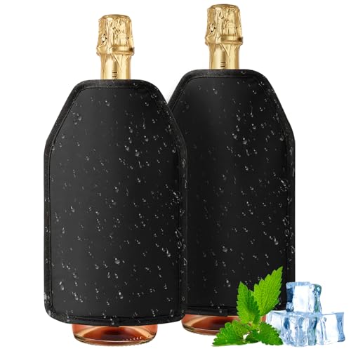 Raffreddatore per Vino 2 pezzi- Borsa Termica per Bottiglie di Vino & Champagne, Refrigeratore Vino, Raffredda Bottiglie di Vino da Tavolo, Raffredda Bottiglie Vino, Tessuto idrorepellente ed elastico
