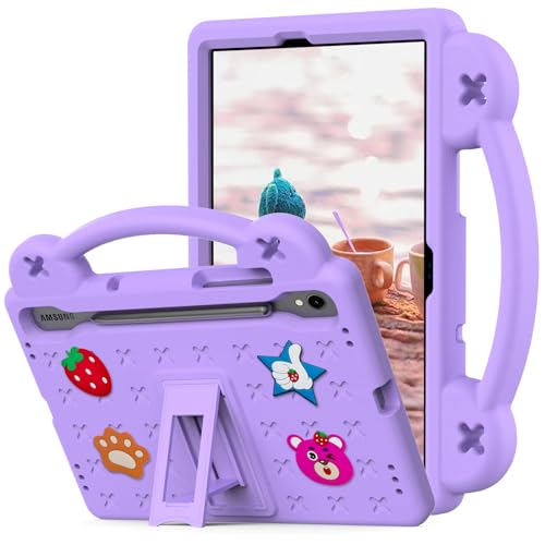 YRH Case for Samsung Galaxy Tab S10 Lite/Tab S10 FE/S9 FE 10.9'', with Handle Stand, Kids EVA Shockproof Cover, Purple