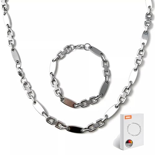 HENKi Plattenkette 60cm lang aus Edelstahl Rostfrei Silber Plättchenkette Steigbügelkette Erbsenkette (4 5mm)