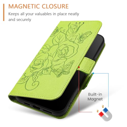 LEMAXELERS for Samsung Galaxy S25 FE Wallet Case with RFID Blocking Credit Card Flip Kickstand PU Leather Women Men Magnetic Clasp Phone Cover for Samsung Galaxy S25 FE. Green YBM by LEMAXELERS - Image 3