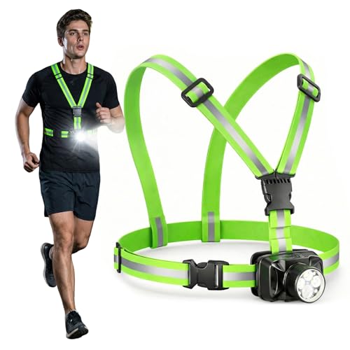 ODCPN Running Lights for Runners, 550 Lumens Running Light Vest with 45° Adjustable Beam, IPX5 Waterproof & 360° Reflective, Night Running Gear for Jogging/Walking/Cycling