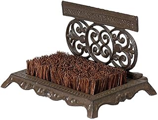 Free Standing Heavy Duty Cast Iron Doorstep Boot Brush and Scraper with Ornate Scrolled Design (BZ88)