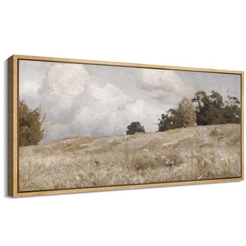 SIGNFORD Extra Large Framed Canvas Print Wall Art Rustic Countryside Landscape Illustrations Modern Art Relax/Calm Warm for Living Room, Bedroom, Office - 60'x30'