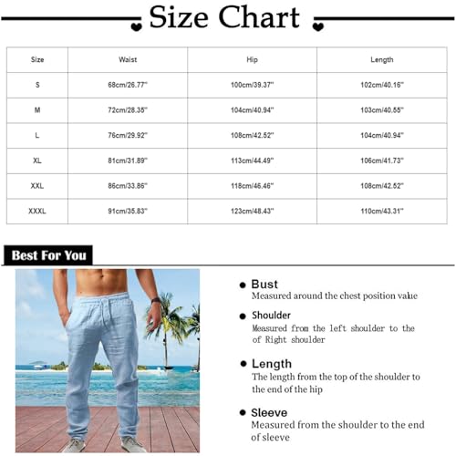 Men's Cotton Linen Pants 1/2PC Elastic Waist Drawstring Bound Foot Trousers Casual Loose Fit Breathable Summer Pants4