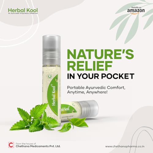 Image of Ayurvedic Roll-On Balm 10ml (Pack of 5) | Natural Relief for Headache, Cold, Nasal Congestion, Flu & Muscle Pain | With Camphor, Menthol & Herbal Oils | Portable Roll-On for Adults & Kids