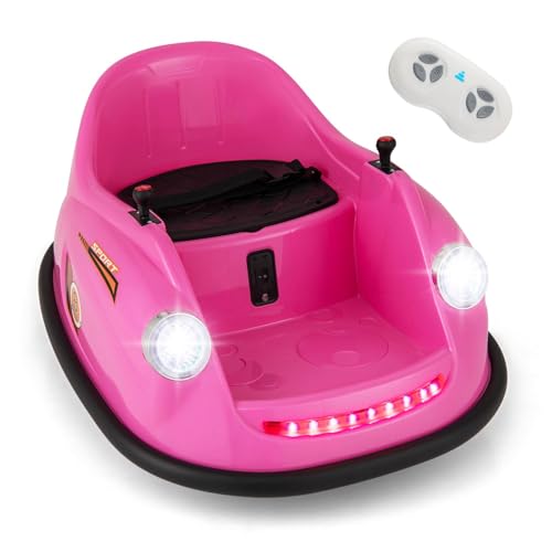 HONEY JOY 12V Electric Kids Ride on Bumper Car, Bumping Car with Remote Control, LED Lights, Music and 360 Degree Spin, Baby Bumping Toy for Toddlers 3-5 Years Old, Pink