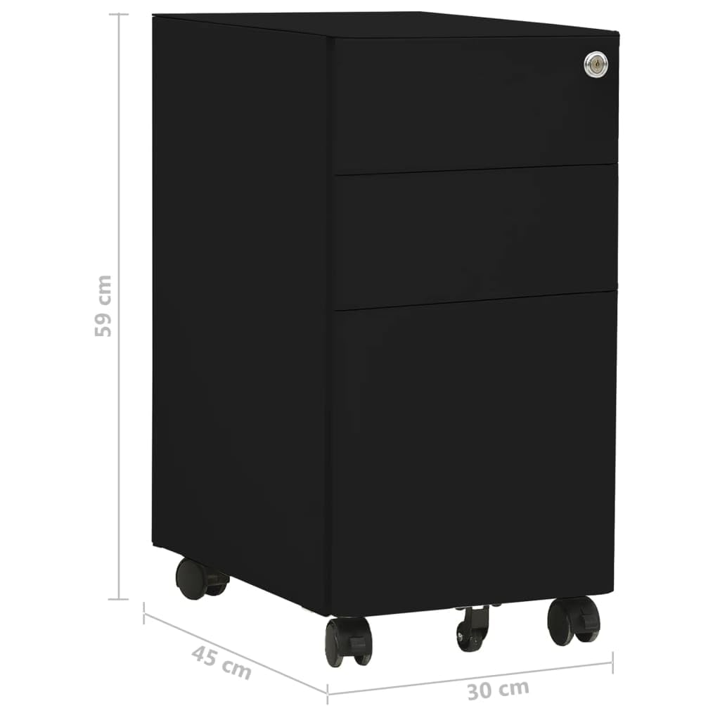 Mangloder - Armadietto portadocumenti con ruote, in acciaio, 30 x 45 x 59 cm, 3 cassetti con serratura, per lettere A4, legale, per ufficio, casa, studio