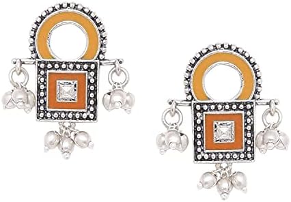 Voylla Sanwari Square Enameled Earrings