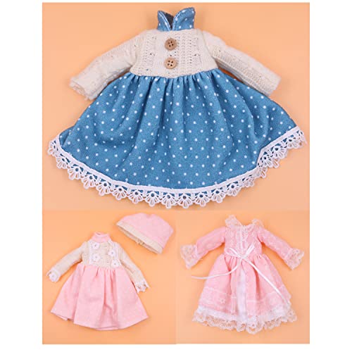 Beem Jun 3 Sets 1/6 BJD Clothes for 30cm Ball Joint Doll with Hollow Lace Dress.Handmade Clothes Accessory Fit 12 Inches Fashion Doll for Kids Birthday Xmas Gifts