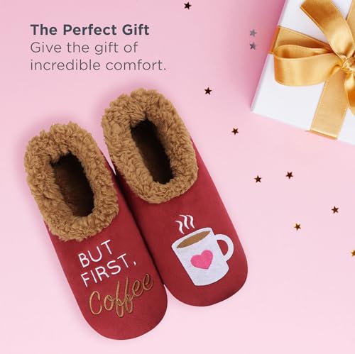 Image of Snoozies Coffee Slipper Socks for Women Cute Gifts and Fun House Slippers with Soft Sherpa Lining and Grips