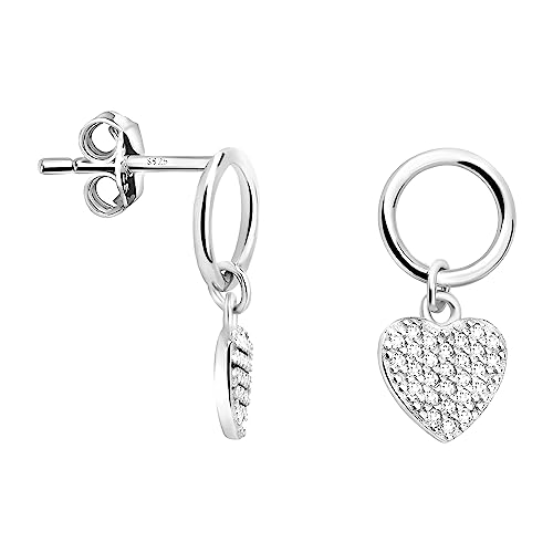 Boucles d'oreilles pendantes argent 925 cercle coeur pour sublimer vos tenues